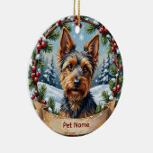 Persoonlijke Biewer Terrier Kerstmis Keramisch Ornament (Rechts)