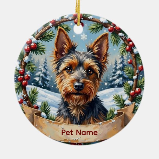 Persoonlijke Biewer Terrier Kerstmis Keramisch Ornament (Achterkant)