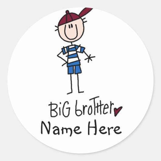 Persoonlijke Big Brother Tshirts en cadeaus Ronde Sticker (Voorkant)
