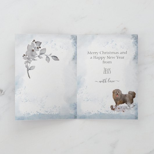 Persoonlijke Big Fluffy Dog Bakharwal Kerstmis Feestdagen Kaart (Binnen)