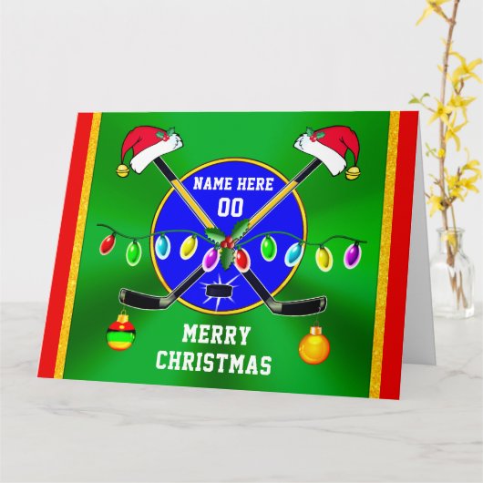 Persoonlijke BIG, Hockey-kerstkaarten, 3 SIZES Kaart (Gele Bloem)