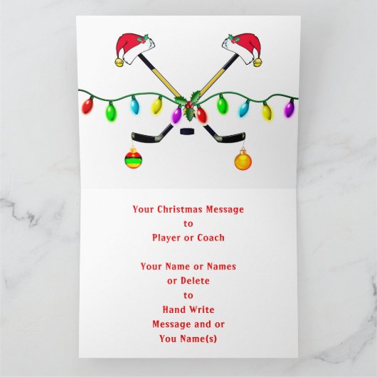 Persoonlijke BIG, Hockey-kerstkaarten, 3 SIZES Kaart (Binnen)