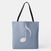 Persoonlijke Big Musical Note op Dusty Blue Tote Bag (Voorkant)