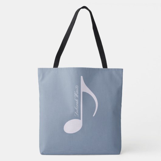 Persoonlijke Big Musical Note op Dusty Blue Tote Bag (Voorkant)