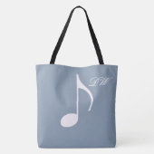 Persoonlijke Big Musical Note op Dusty Blue Tote Bag (Achterkant)