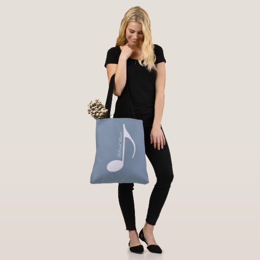 Persoonlijke Big Musical Note op Dusty Blue Tote Bag (Op model)