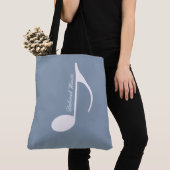 Persoonlijke Big Musical Note op Dusty Blue Tote Bag (Dichtbij)