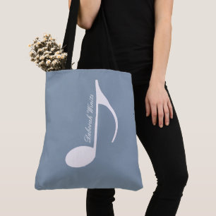 Persoonlijke Big Musical Note op Dusty Blue Tote Bag