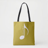 Persoonlijke Big Musical Note op Dusty Mustard Tote Bag (Voorkant)
