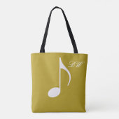 Persoonlijke Big Musical Note op Dusty Mustard Tote Bag (Achterkant)