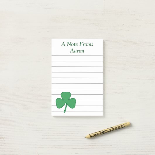 Persoonlijke Big Shamrock Post It Notes (Op bureau)
