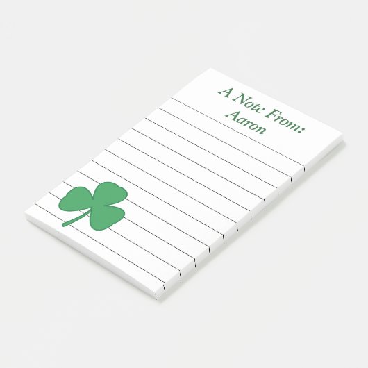Persoonlijke Big Shamrock Post It Notes (Schuin)