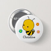 Persoonlijke Bij En Bloemen Ronde Button 5,7 Cm (Voorkant /achterkant)