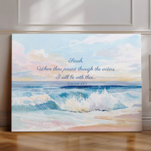 Persoonlijke Bijbeltekst over de Oceaan, Jesaja 43 Canvas Afdruk