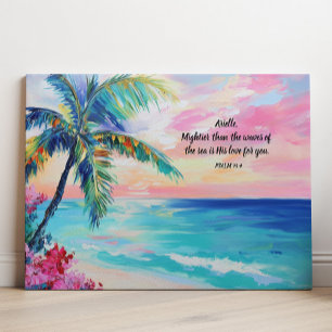 Persoonlijke Bijbeltekst Psalm 93 op de Oceaan: Canvas Afdruk