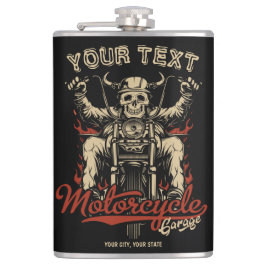 Persoonlijke Biker Skelet Motor Winkel Garage Heupfles