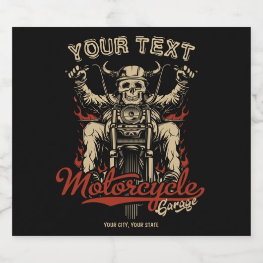 Persoonlijke Biker Skelet Motorfiets Winkel Garage Bier Etiket (Enkel label)