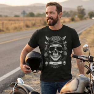 Persoonlijke Biker Skull Motorfiets 2-zijdig T-shi T-shirt