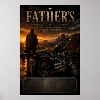 Persoonlijke Biker Vader Vaderdag Zonsondergang Po Poster