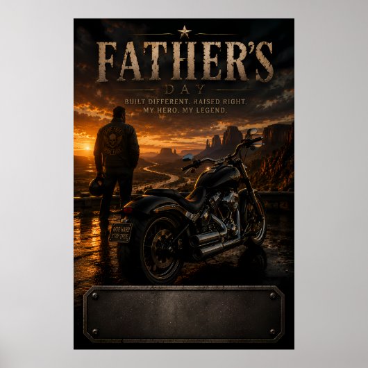 Persoonlijke Biker Vader Vaderdag Zonsondergang Po Poster (Voorkant)