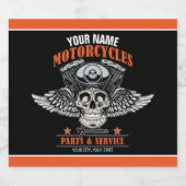 Persoonlijke Biker Vliegende Schedel Motorzaak  Bier Etiket (Enkel label)