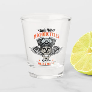Persoonlijke Biker Vliegende Schedel Motorzaak  Shot Glas