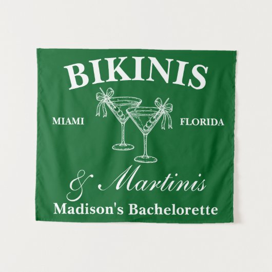 Persoonlijke Bikini & Martini Bachelorette Party Wandkleed (Voorkant (horizontaal))