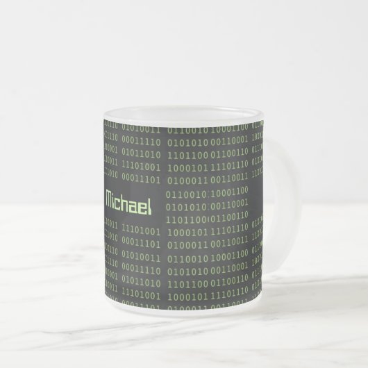 Persoonlijke Binaire Code Computer spreekt Matglas Koffiemok (Voorkant rechts)