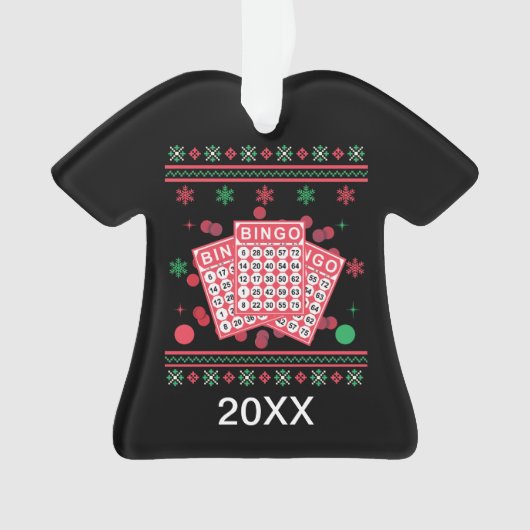 Persoonlijke Bingo-Kaarten Ugly Xmas Sweater Ornament (voorkant)