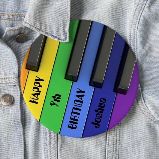 Persoonlijke Birthday Badge - Birthday Piano Ronde Button 6,0 Cm (In situ)