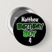 Persoonlijke Birthday Boy Blue en Black Button (Voorkant /achterkant)