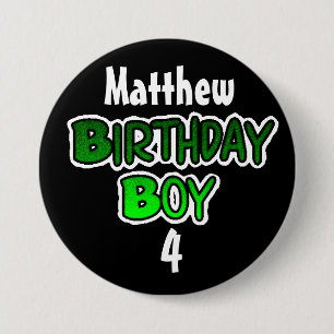 Persoonlijke Birthday Boy Blue en Black Button