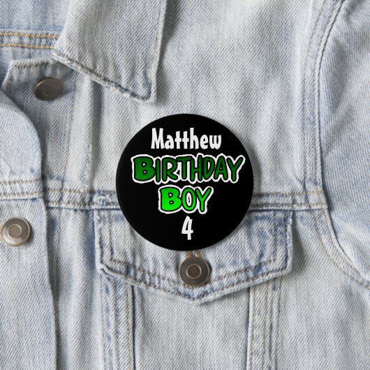 Persoonlijke Birthday Boy Blue en Black Button (In situ)