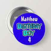 Persoonlijke Birthday Boy Blue en Black Button (Voorkant /achterkant)