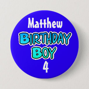 Persoonlijke Birthday Boy Blue en Black Button