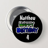 Persoonlijke Birthday Boy Blue en Black Button (Voorkant /achterkant)