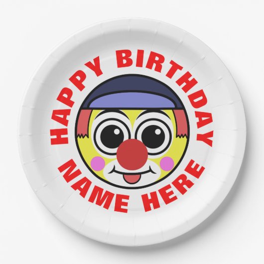 Persoonlijke Birthday Clown Papieren Bordje (Voorkant)