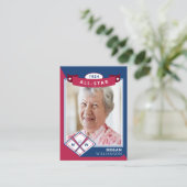 Persoonlijke Birthday Foto & Stats Baseball Kaart (Staand voorkant)