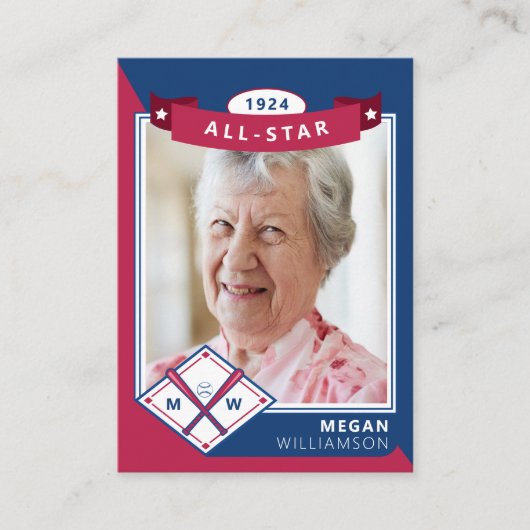 Persoonlijke Birthday Foto & Stats Baseball Kaart (Voorkant)