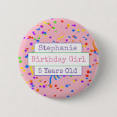 Persoonlijke Birthday Girl Fun Confetti Button (Voorkant)