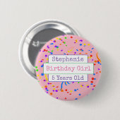 Persoonlijke Birthday Girl Fun Confetti Button (Voorkant /achterkant)