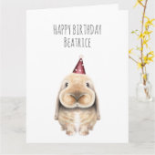 Persoonlijke Birthday Kaart - Sweet Bunny (Gele Bloem)