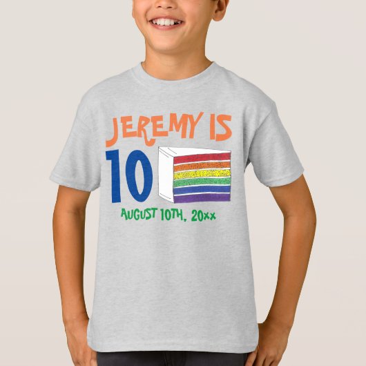 Persoonlijke Birthday Party Favor Rainbow Cake T-shirt (Voorkant)