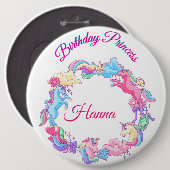 Persoonlijke Birthday Princess Button (Voorkant /achterkant)