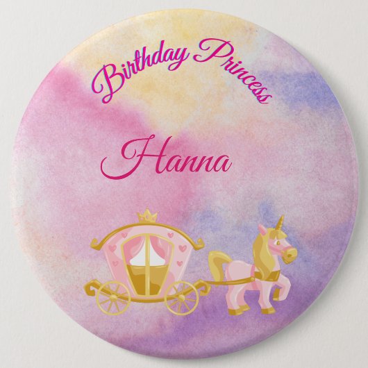 Persoonlijke Birthday Princess Button (Voorkant)
