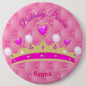 Persoonlijke Birthday Princess Button (Voorkant)