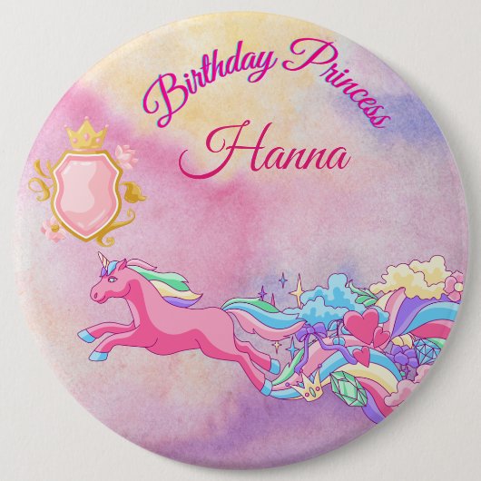 Persoonlijke Birthday Princess Button (Voorkant)