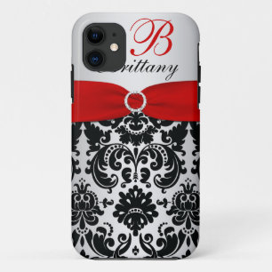 Persoonlijke Black, Red, Silver Damask iPhone 5 11 Hoesje