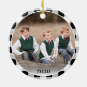 Persoonlijke Black White Pset-kerstfoto Keramisch Ornament (Achterkant)