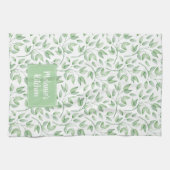 Persoonlijke bladeren in Sage Green Theedoek (Horizontaal)